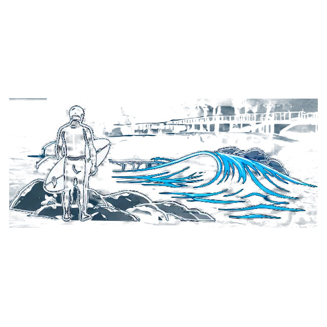 Wave and surfer icon